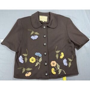 Double D Ranch Wear Shirt Womens Small Floral Embroidered Button Up Western